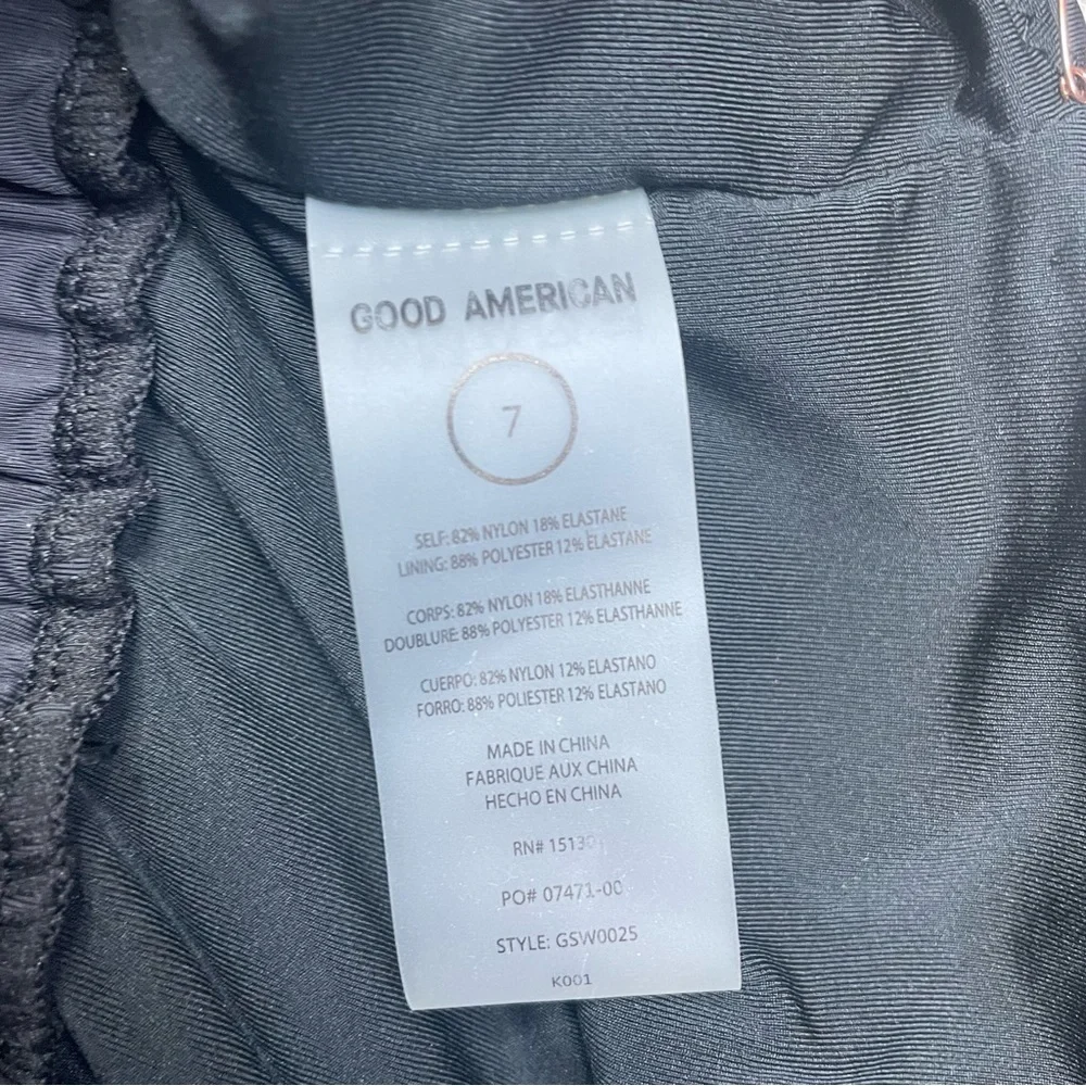 Good American Brilliant Design‎ Waist Framer One Piece Swimsuit Black Size 7 NWT